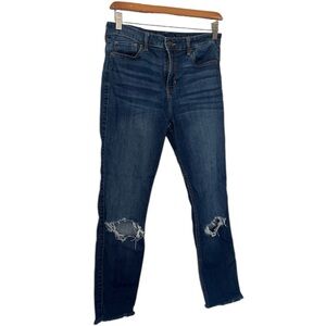 Blue Denim Ripped Distressed High Rise Skinny Hollister Jeans
